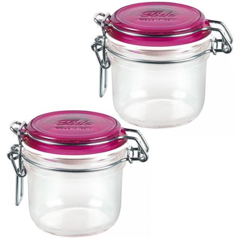 Jogo 2 Potes Vidro 200ml Fido Bormioli Hermético Tampa Rosa - Bormioli rocco Menor preço em Jogo 2 Potes Vidro 200ml Fido Bormioli Hermético Tampa Rosa - Bormioli rocco