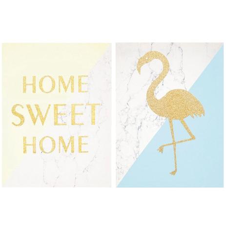 Jogo 2 Quadros Decorativo Canvas Flamingo Home Sweet 40x30cm - Mart Menor preço em Jogo 2 Quadros Decorativo Canvas Flamingo Home Sweet 40x30cm - Mart