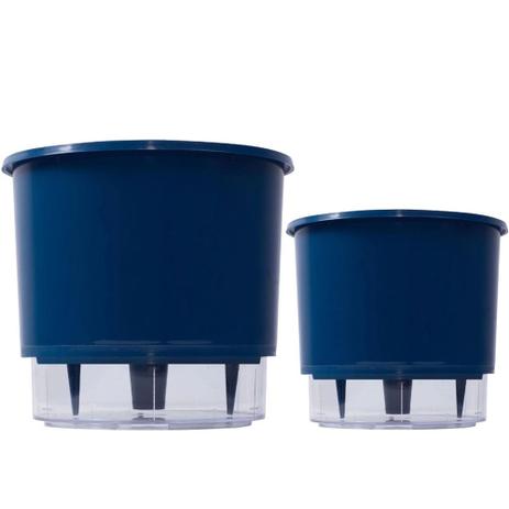 Jogo 2 Vasos Raiz Auto Irrigável Azul Escuro 12x11cm 16x14cm Menor preço em Jogo 2 Vasos Raiz Auto Irrigável Azul Escuro 12x11cm 16x14cm
