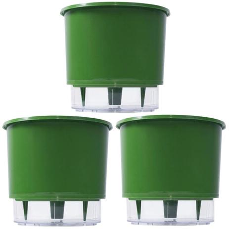 Jogo 3 Vaso Raiz Auto Irrigável Rainbow Verde Escuro 12x11cm Menor preço em Jogo 3 Vaso Raiz Auto Irrigável Rainbow Verde Escuro 12x11cm