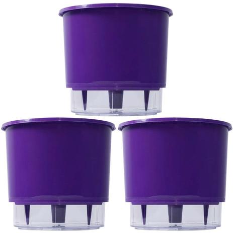 Jogo 3 Vasos Raiz Auto Irrigável Roxo 12x11cm Autoirrigável Menor preço em Jogo 3 Vasos Raiz Auto Irrigável Roxo 12x11cm Autoirrigável