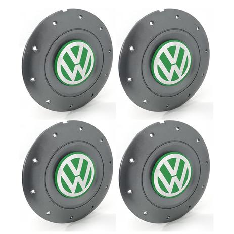 Jogo 4 Calota Centro Roda Ferro VW Amarok Aro 14 15 5 Furos Grafite Emblema Verde Menor preço em Jogo 4 Calota Centro Roda Ferro VW Amarok Aro 14 15 5 Furos Grafite Emblema Verde