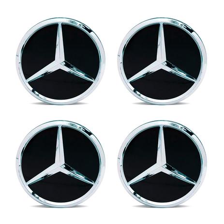 Jogo 4 Calota Centro Roda Mercedes Classe ML 55 63 AMG Preta Fosca é boa?