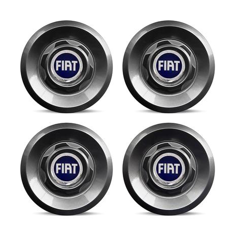 Jogo 4 Calota Centro Roda VW Saveiro Modelo Novo 4 Furos Grafite Brilhante Emblema Fiat Azul Menor preço em Jogo 4 Calota Centro Roda VW Saveiro Modelo Novo 4 Furos Grafite Brilhante Emblema Fiat Azul