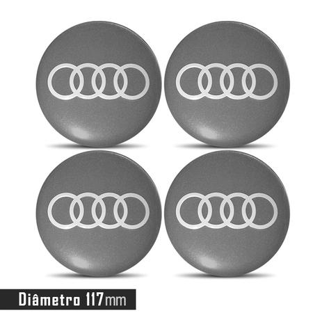 Jogo 4 Emblema Roda Audi 117mm. - Calota Menor preço em Jogo 4 Emblema Roda Audi 117mm. - Calota
