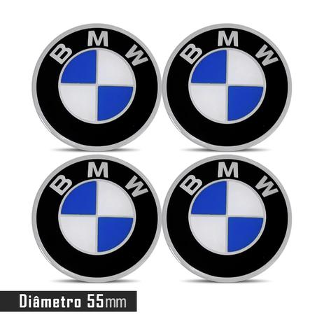 Jogo 4 Emblema Roda BMW 55mm - Calota Menor preço em Jogo 4 Emblema Roda BMW 55mm - Calota