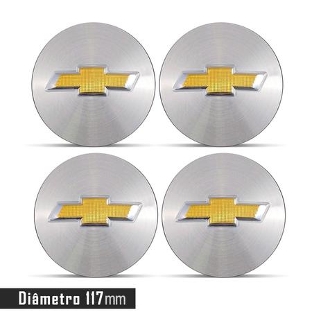 Jogo 4 Emblema Roda  Chevrolet 3D Prata 117mm. - Calota é boa?