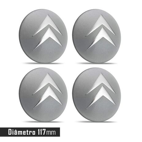 Menor preço em Jogo 4 Emblema Roda  Citroen Prata 117mm. - Calota
