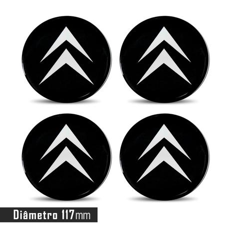 Menor preço em Jogo 4 Emblema Roda  Citroen Preto 117mm. - Calota
