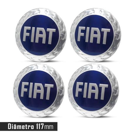 Menor preço em Jogo 4 Emblema Roda  Fiat Azul 117mm. - Calota