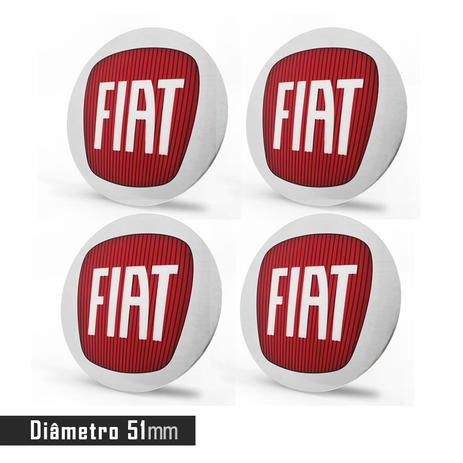 Jogo 4 Emblema Roda Fiat Punto Vermelho 51mm. - Calota Menor preço em Jogo 4 Emblema Roda Fiat Punto Vermelho 51mm. - Calota