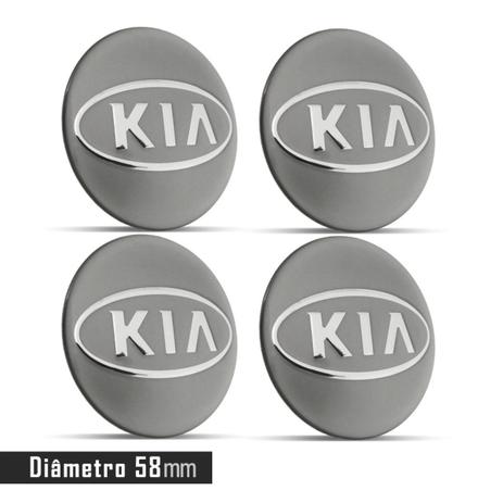 Jogo 4 Emblema Roda KIA Prata 58mm. - GFM - EMBLEMAS Menor preço em Jogo 4 Emblema Roda KIA Prata 58mm. - GFM - EMBLEMAS