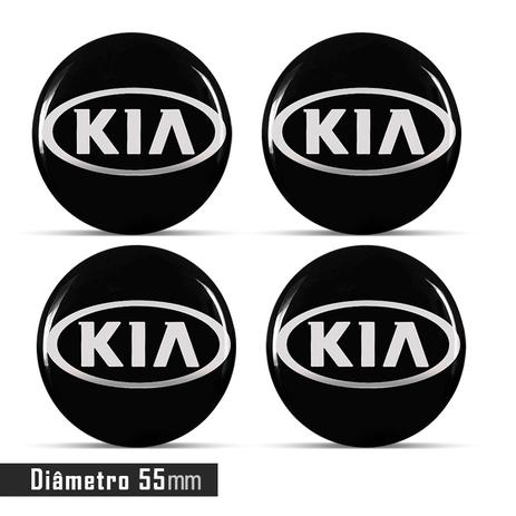 Jogo 4 Emblema Roda KIA Preto 55mm. - Calota Menor preço em Jogo 4 Emblema Roda KIA Preto 55mm. - Calota