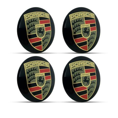 Jogo 4 Emblema Roda Porsche 58mm - Calota Menor preço em Jogo 4 Emblema Roda Porsche 58mm - Calota