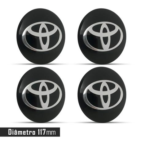 Menor preço em Jogo 4 Emblema Roda    Toyota Preto 117mm. - Calota