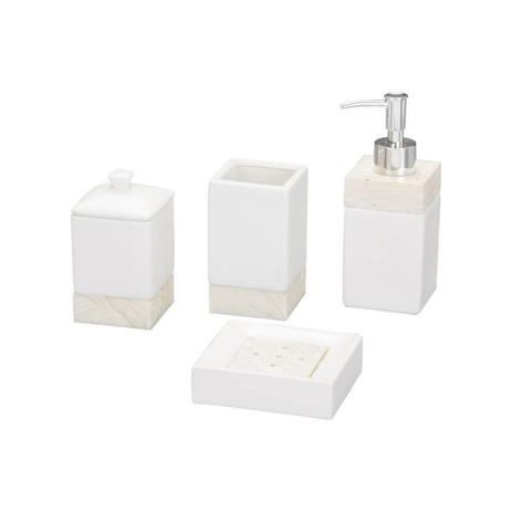 Jogo 4 Peças de Cerâmica para Banheiro Clear Rojemac Menor preço em Jogo 4 Peças de Cerâmica para Banheiro Clear Rojemac