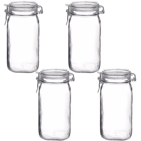 Jogo 4 Pote de Vidro Fido Italiano Bormioli Hermético 1500ml - Bormioli rocco Menor preço em Jogo 4 Pote de Vidro Fido Italiano Bormioli Hermético 1500ml - Bormioli rocco