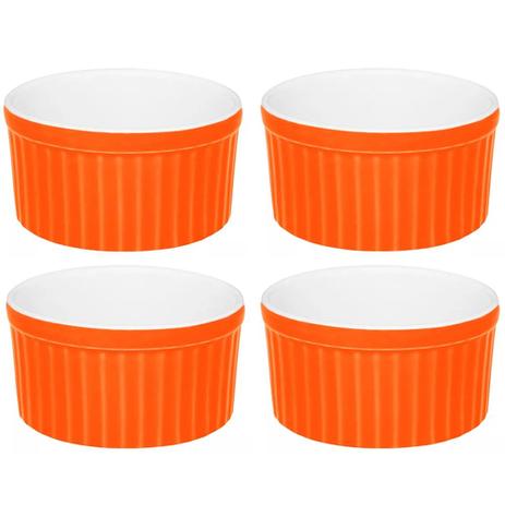 Jogo 4 Ramequin Tigela Pote Porcelana 180ml Laranja Oxford Menor preço em Jogo 4 Ramequin Tigela Pote Porcelana 180ml Laranja Oxford