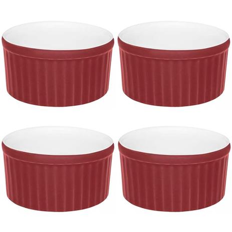 Jogo 4 Ramequin Tigela Pote Porcelana 180ml Vermelho Oxford Menor preço em Jogo 4 Ramequin Tigela Pote Porcelana 180ml Vermelho Oxford