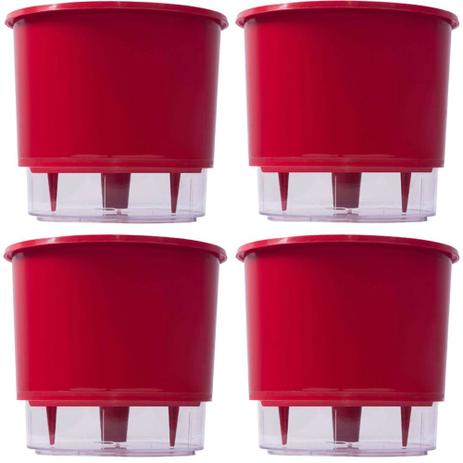 Jogo 4 Vasos Raiz Auto Irrigável Rainbow Vermelho 12x11cm Menor preço em Jogo 4 Vasos Raiz Auto Irrigável Rainbow Vermelho 12x11cm