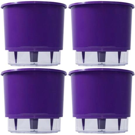 Jogo 4 Vasos Raiz Auto Irrigável Roxo 16x14cm Autoirrigável Menor preço em Jogo 4 Vasos Raiz Auto Irrigável Roxo 16x14cm Autoirrigável