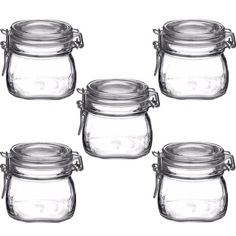 Jogo 5 Pote de Vidro Fido Italiano Bormioli Hermético 500ml - Bormioli rocco Menor preço em Jogo 5 Pote de Vidro Fido Italiano Bormioli Hermético 500ml - Bormioli rocco