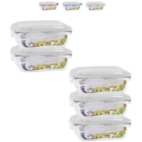 Jogo 5 Potes de Vidro Hermético Marmita Fit Tampa 370ml - Quality House / Univendas Menor preço em Jogo 5 Potes de Vidro Hermético Marmita Fit Tampa 370ml - Quality House / Univendas