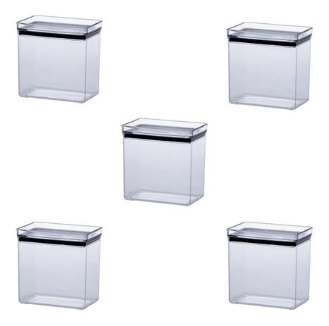 Jogo 5 Potes Herméticos Retangulares 1300ml Empilháveis - UTIL HOUSE Menor preço em Jogo 5 Potes Herméticos Retangulares 1300ml Empilháveis - UTIL HOUSE