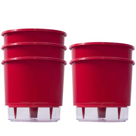 Jogo 5 Vasos Raiz Auto Irrigável Rainbow Vermelho 12x11cm Menor preço em Jogo 5 Vasos Raiz Auto Irrigável Rainbow Vermelho 12x11cm