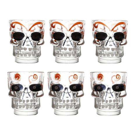 Jogo 6 copos 50ml para shot de vidro transparente Caveira Bon Gourmet - 25157 Menor preço em Jogo 6 copos 50ml para shot de vidro transparente Caveira Bon Gourmet - 25157
