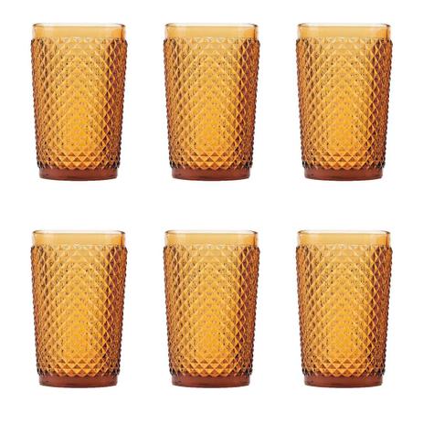 Jogo 6 Copos Vidro Bico De Jaca Ambar 355ML Bon Gourmet Menor preço em Jogo 6 Copos Vidro Bico De Jaca Ambar 355ML Bon Gourmet