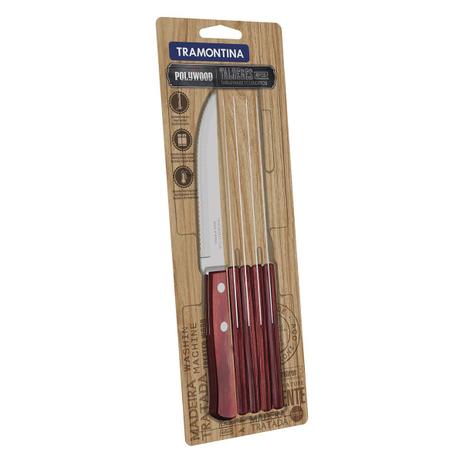 Jogo 6 Facas Para Churrasco Tramontina 21100675 Polywood E Inox Menor preço em Jogo 6 Facas Para Churrasco Tramontina 21100675 Polywood E Inox