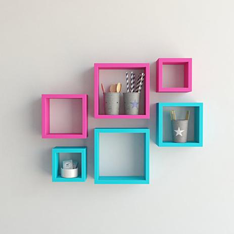 Jogo 6 nichos 30x30x10, 25x25x10, 20x20x10 - Rosa e azul - Somtek é boa?