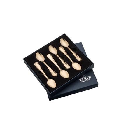 Jogo 6 peças colher para café em PVD dourado Avalon Wolff - 71294 Menor preço em Jogo 6 peças colher para café em PVD dourado Avalon Wolff - 71294