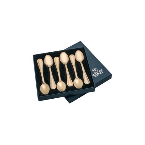 Jogo 6 peças colher para chá em PVD dourado Avalon Wolff - 71293 Menor preço em Jogo 6 peças colher para chá em PVD dourado Avalon Wolff - 71293