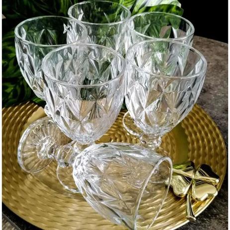 Jogo 6 Taças Diamond Transparente Água Vinho 300ml Bico Jaca - GW Menor preço em Jogo 6 Taças Diamond Transparente Água Vinho 300ml Bico Jaca - GW