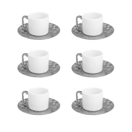 Jogo 6 Xícaras Para Café Wolff Vera Silver 80Ml Porcelana Com Pires Menor preço em Jogo 6 Xícaras Para Café Wolff Vera Silver 80Ml Porcelana Com Pires