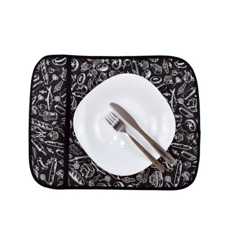 Jogo americano matelado 4 peças preto e branco - Recanto da costura Menor preço em Jogo americano matelado 4 peças preto e branco - Recanto da costura