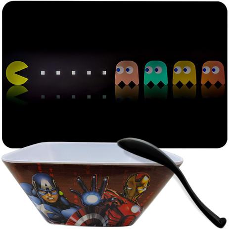 Jogo Americano Pac Man com Tigela Quadrada Vingadores e Talher - Etihome é ruim? Jogo Americano Pac Man com Tigela Quadrada Vingadores e Talher - Etihome é boa?