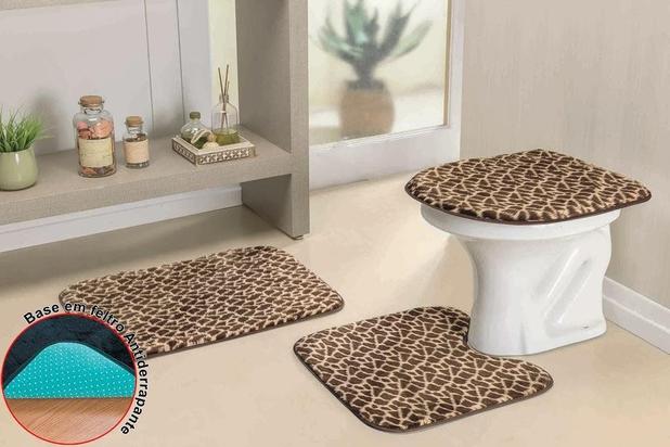 Jogo Banheiro Safari Premium 03 Pçs Girafa - Guga tapetes Menor preço em Jogo Banheiro Safari Premium 03 Pçs Girafa - Guga tapetes