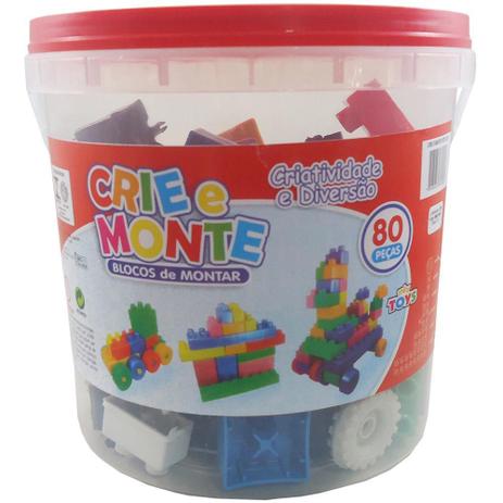 Jogo Bloco Mini Toys Crie E Monte Pote Com 80 Pecas Blocos De Montar E Encaixar Magazine Luiza