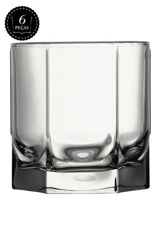Jogo C/6 Copos de Vidro Whisky 5 Faces 280ml Original Line Menor preço em Jogo C/6 Copos de Vidro Whisky 5 Faces 280ml Original Line