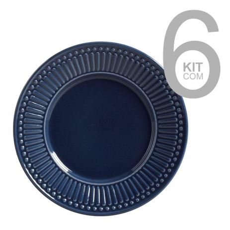 Jogo C 6 Pratos Sobremesa Roma Deep Blue Porto Brasil Prato De Sobremesa Magazine Luiza