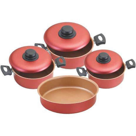 Jogo Caçarolas Antiaderente Cereja 4 pçs c/ Assadeira Erca Menor preço em Jogo Caçarolas Antiaderente Cereja 4 pçs c/ Assadeira Erca
