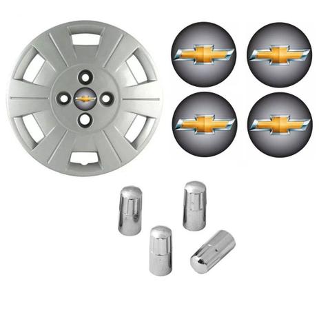 Jogo Calota Aro 13 Celta 2000 Chevrolet GM Grid Prata + Emblema Resinado + Tampa Ventil Cromada - Grid calotas é boa?