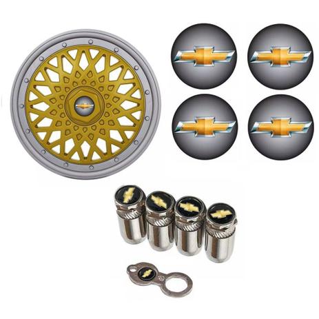 Jogo Calota Aro 13 Grid Super Sport BBS Dourado Prata + Emblema Resinado Chevrolet + Tampa Ventil Corsa Meriva Agile Celta Montana Prisma Onix Astra - Grid calotas é boa?