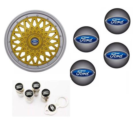 Jogo Calota Aro 13 Grid Super Sport BBS Dourado Prata + Emblema Resinado Ford + Tampa Ventil (Fiesta, Ka, Ecosport, Focus) - Grid calotas é boa?