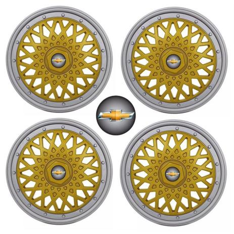 Jogo Calota Aro 13 Grid Super Sport BBS Dourado Prata + Emblema Resinado GM Chevrolet Corsa Meriva Agile Celta Montana Prisma Onix Astra Cobalt Spin - Grid Calotas Menor preço em Jogo Calota Aro 13 Grid Super Sport BBS Dourado Prata + Emblema Resinado GM Chevrolet Corsa Meriva Agile Celta Montana Prisma Onix Astra Cobalt Spin - Grid Calotas