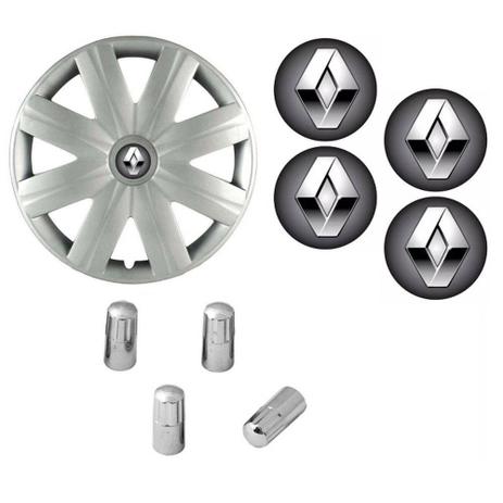 Jogo Calota Aro 14 Clio Logan Sandero Renault Grid Prata + Emblema Resinado + Tampa Ventil Cromada - Grid calotas é ruim? Jogo Calota Aro 14 Clio Logan Sandero Renault Grid Prata + Emblema Resinado + Tampa Ventil Cromada - Grid calotas é boa?