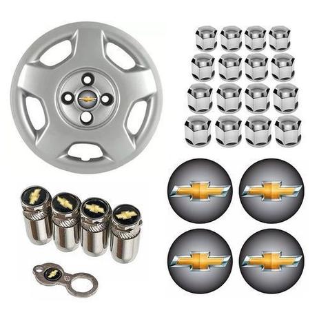 Jogo Calota Aro 14 Corsa 2004 Hatch Sedan Chevrolet GM Grid Prata + Emblema Resinado + Tampa Ventil + Capa Parafuso - Grid Calotas Menor preço em Jogo Calota Aro 14 Corsa 2004 Hatch Sedan Chevrolet GM Grid Prata + Emblema Resinado + Tampa Ventil + Capa Parafuso - Grid Calotas